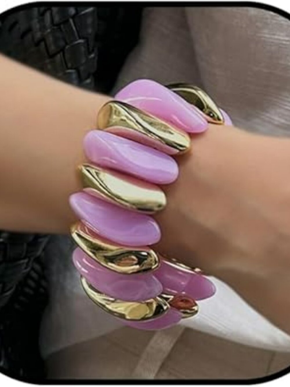 Chunky Acrylic Stretchy Bangle Bracelet Wide Statement Boho Trendy Beautiful